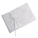 Wedding Reception Satin Rose Flower Embroider Guest Book Signatures White