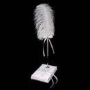 White Feather Quill Wedding Party Signature Pen Guestbook Signing Pen with Flower Ribbon Holder Set Anniversary Shower