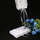 White Feather Quill Wedding Party Signature Pen Guestbook Signing Pen with Flower Ribbon Holder Set Anniversary Shower