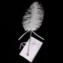 White Feather Quill Wedding Party Signature Pen Guestbook Signing Pen with Flower Ribbon Holder Set Anniversary Shower