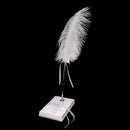 White Feather Quill Wedding Party Signature Pen Guestbook Signing Pen with Flower Ribbon Holder Set Anniversary Shower