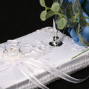 White Feather Quill Wedding Party Signature Pen Guestbook Signing Pen with Flower Ribbon Holder Set Anniversary Shower