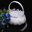 Romantic Wedding Ceremony Lace Flower Girl Embroidered Flower Basket White