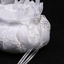 Romantic Wedding Ceremony Lace Flower Girl Embroidered Flower Basket White