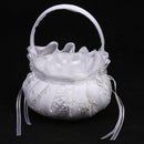 Romantic Wedding Ceremony Lace Flower Girl Embroidered Flower Basket White