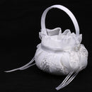 Romantic Wedding Ceremony Lace Flower Girl Embroidered Flower Basket White