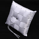 White Satin Crystal Lattice Ring Pillow Wedding Ceremony Ring Bearer Cushion