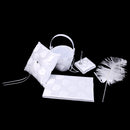 Romantic Wedding Set Grid Pattern Guest Book Pen with Feather Pen Holder Ring Pillow Flower Girl Basket Supplier