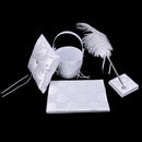 Romantic Wedding Set Grid Pattern Guest Book Pen with Feather Pen Holder Ring Pillow Flower Girl Basket Supplier