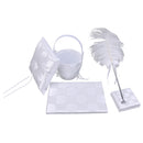 Romantic Wedding Set Grid Pattern Guest Book Pen with Feather Pen Holder Ring Pillow Flower Girl Basket Supplier