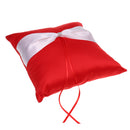 Wedding Ceremony Satin Bow Ribbon Flower Ring Pillow Ring Bearer Cushion Red