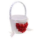 Wedding Ceremony Love Heart Rose Flower Cluster Ribbon Girl Flower Basket