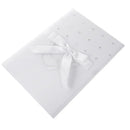 White Satin Wedding Favors Photos Marriage Certificate Holder Cover with Bow Rhinestone Decoration
