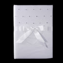 White Satin Wedding Favors Photos Marriage Certificate Holder Cover with Bow Rhinestone Decoration
