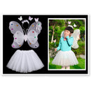 Set Of Wing With Wand Tutu Skirt Headband Fairy Costume Fancy Dress Outfit Fun Play Kids Birthday Dress Up White