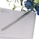 White Wedding Ceremony Guest Book Pen Holder set with Crystal Bow Decoration