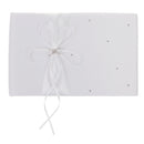 White Wedding Ceremony Guest Book Pen Holder set with Crystal Bow Decoration
