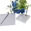 White Wedding Ceremony Guest Book Pen Holder set with Crystal Bow Decoration