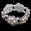 Women Girls Jewelry Crystal Rhinestone Floral Pearls Bracelet Bangle Jewelry Gifts