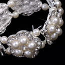 Women Girls Jewelry Crystal Rhinestone Floral Pearls Bracelet Bangle Jewelry Gifts