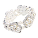 Women Girls Jewelry Crystal Rhinestone Floral Pearls Bracelet Bangle Jewelry Gifts