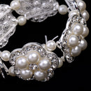 Women Girls Jewelry Crystal Rhinestone Floral Pearls Bracelet Bangle Jewelry Gifts