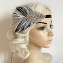 1920s 1930s Great Gatsby Feather Hair Accessory Flapper Headband Headpiece Long Satin Ascot Race