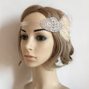 1920s Gatsby Feather Pearls Crystal Headband Wedding Bridal Flapper Hairband Women Fascinator Headpiece