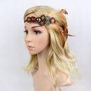 Boho Gypsy Beads Feather Headband Braided Rope Headpiece Dress Up Accessory