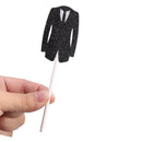 1 Pair Fashion Groom Tuxedo Bride Dress Cake Cupcake Topper Wedding Party Food Stick