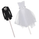 1 Pair Fashion Groom Tuxedo Bride Dress Cake Cupcake Topper Wedding Party Food Stick