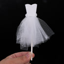 1 Pair Fashion Groom Tuxedo Bride Dress Cake Cupcake Topper Wedding Party Food Stick