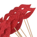 10pcs Glitter Red Lip Cupcake Toppers Wedding Engagement Carnival Party Decoration Cake Picks