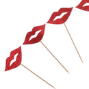 10pcs Glitter Red Lip Cupcake Toppers Wedding Engagement Carnival Party Decoration Cake Picks