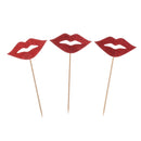 10pcs Glitter Red Lip Cupcake Toppers Wedding Engagement Carnival Party Decoration Cake Picks