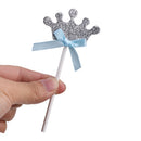 10pcs Blue Bow Crown Cupcake Toppers Glitter Cake Picks Wedding Baby Shower Kids Birthday Anniversary Party Decoration