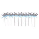 10pcs Blue Bow Crown Cupcake Toppers Glitter Cake Picks Wedding Baby Shower Kids Birthday Anniversary Party Decoration