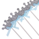10pcs Blue Bow Crown Cupcake Toppers Glitter Cake Picks Wedding Baby Shower Kids Birthday Anniversary Party Decoration