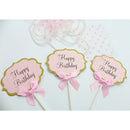 10pcs/Lot Lovely Glitter Happy Birthday Cupcake Food Picks Wedding Party Cake Topper Favors Supplies