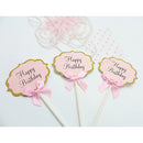 10pcs/Lot Lovely Glitter Happy Birthday Cupcake Food Picks Wedding Party Cake Topper Favors Supplies
