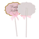 10pcs/Lot Lovely Glitter Happy Birthday Cupcake Food Picks Wedding Party Cake Topper Favors Supplies