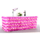 Home Wedding Decor Baby Shower Party Favors Tulle Table Skirt Table Decor Tutu Cover with Stickers Rose Red