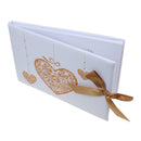 Satin Wedding Sign In Memory Book Gold Heart Bowknot Engagement Guest Book