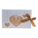 Satin Wedding Sign In Memory Book Gold Heart Bowknot Engagement Guest Book