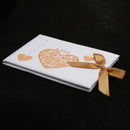 Satin Wedding Sign In Memory Book Gold Heart Bowknot Engagement Guest Book