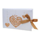 Satin Wedding Sign In Memory Book Gold Heart Bowknot Engagement Guest Book