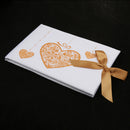 Satin Wedding Sign In Memory Book Gold Heart Bowknot Engagement Guest Book