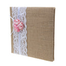 Country Wedding Guest Book Vintage Burlap Lace Flower Engagement Ceremony Party Album Bride Groom Gift