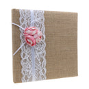 Country Wedding Guest Book Vintage Burlap Lace Flower Engagement Ceremony Party Album Bride Groom Gift