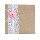 Country Wedding Guest Book Vintage Burlap Lace Flower Engagement Ceremony Party Album Bride Groom Gift